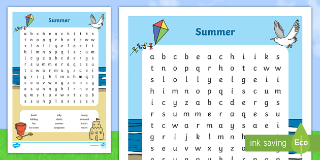 Word Search Summer 